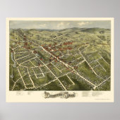 Danbury, CT Panoramic Map - 1875 Poster (Voorkant)