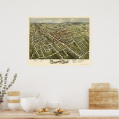 Danbury, CT Panoramic Map - 1875 Poster (Keuken)