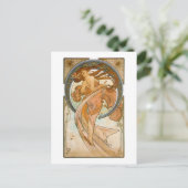 Dance (1898), Alphonse Mucha Fine Art Nouveau Briefkaart (Staand voorkant)