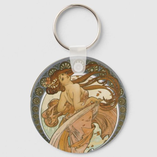 Dance (1898), Alphonse Mucha Fine Art Nouveau Sleutelhanger (Voorkant)