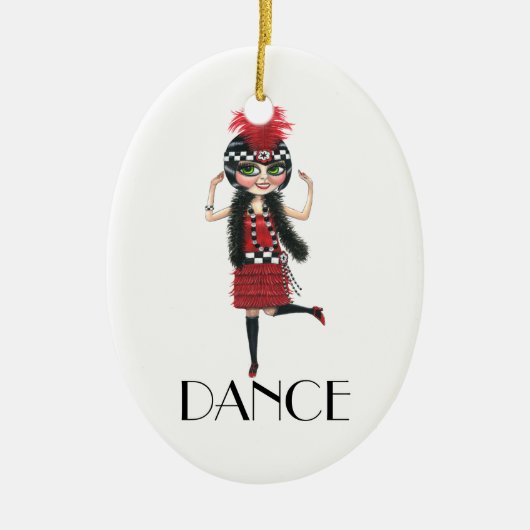 Dance 1920s Costume Big Eye Flapper Girl Keramisch Ornament (Voorkant)