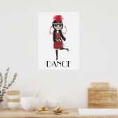 Dance 1920s Costume Big Eye Flapper Girl Poster (Keuken)