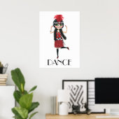 Dance 1920s Costume Big Eye Flapper Girl Poster (Thuiskantoor)