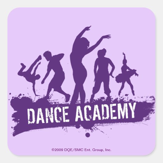 Dance Academy Dancer Silhouetten Logo Vierkante Sticker (Voorkant)
