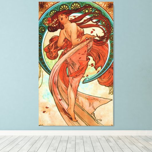 Dance Alphonse Mucha Art Nouveau Canvas Afdruk (Insitu (Houten vloer))
