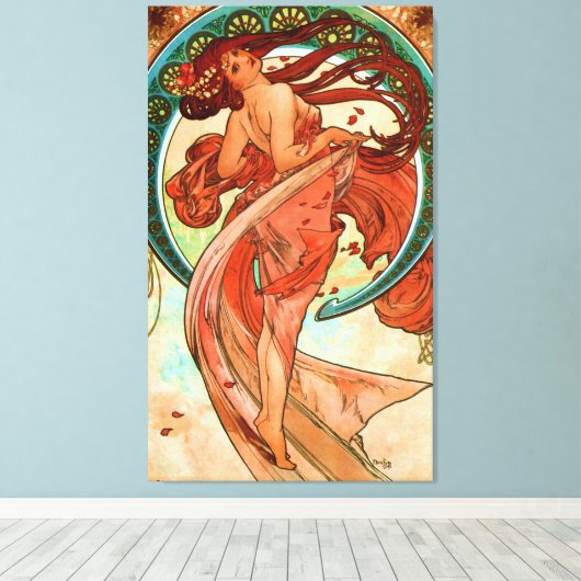 Dance Alphonse Mucha Art Nouveau Canvas Afdruk (Insitu (Houten vloer))