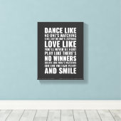 Dance als niemand kijkt naar de Wall Art Quote Canvas Afdruk (Insitu (Houten vloer))