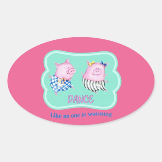 Dance als niemand kijkt naar gelukkige dansende va ovale sticker (Voorkant)