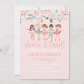 Dance and Twirl Floral Ballet Birthday Invitation Kaart (Voorkant)