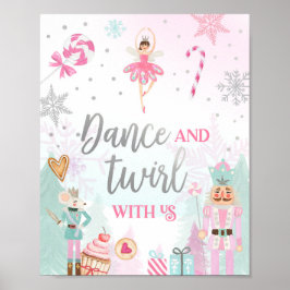 Dance and Twirl Nutkraker Ballerina Girl Silver Poster