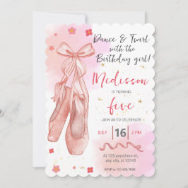 Dance and Twirl Pink girl Editable Ballerina Party Kaart