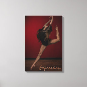 Dance Art, Dancer, Red, Black, Expression Canvas Afdruk