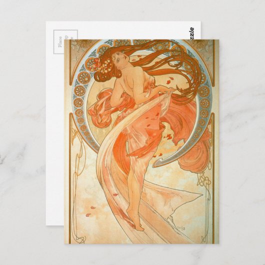 "Dance" - Art Nouveau - Alphonse Mucha Briefkaart (Voorkant / Achterkant)