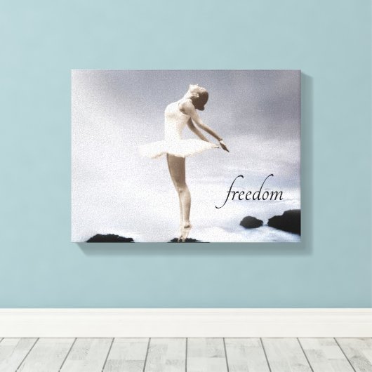 Dance Art, zwart-wit, ballet, vrijheid Canvas Afdruk (Insitu (Houten vloer))