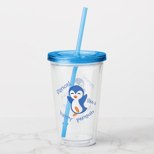 "Dance as a Happy Penguin" Acryl Drinkbeker (Achterkant)