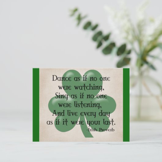 Dance as if: Irish Proverb (Black Design) Briefkaart (Staand voorkant)