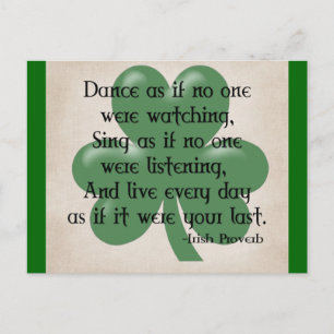 Dance as if: Irish Proverb (Black Design) Briefkaart