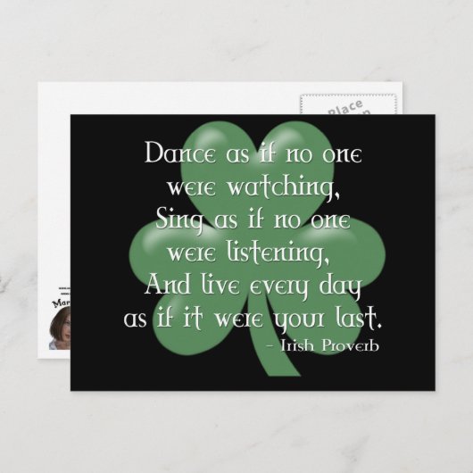 Dance as if: Irish Proverb (White Design) Briefkaart (Voorkant / Achterkant)