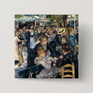 Dance at Le Moulin de la Galette by Renoir Vierkante Button 5,1 Cm