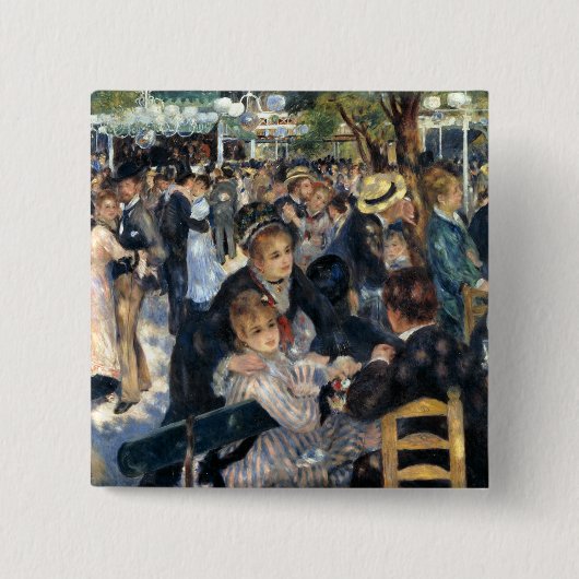 Dance at Le Moulin de la Galette by Renoir Vierkante Button 5,1 Cm (Voorkant)