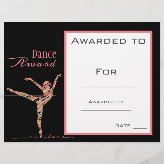 Dance award girl ballet roze danser (Voorkant)