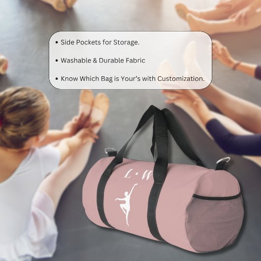 Dance Bag - Roze Initialen Naam Duffle Bag Plunjezak