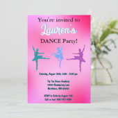 Dance Ballerina Birthday Party Invitation Kaart (Staand voorkant)