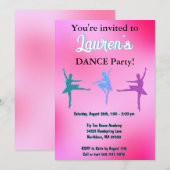 Dance Ballerina Birthday Party Invitation Kaart (Voorkant / Achterkant)