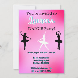 Dance Ballerina Birthday Party Invitation Kaart