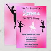Dance Ballerina Birthday Party Invitation Kaart (Voorkant / Achterkant)