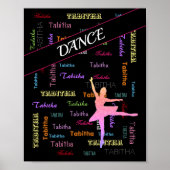 Dance Ballerina met persoonlijke naam overal Poster (Voorkant)
