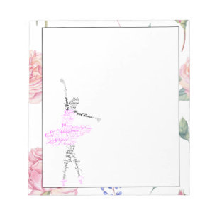 Dance Ballerina NOTITIEBLOK WATERVERF ROOS