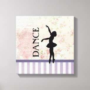 Dance - Ballerina Silhouette  achtergrond Canvas Afdruk