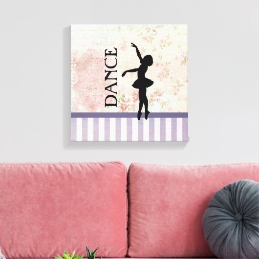 Dance - Ballerina Silhouette achtergrond Canvas Afdruk (Insitu (Woonkamer))