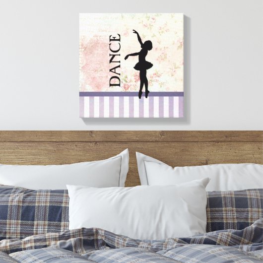 Dance - Ballerina Silhouette achtergrond Canvas Afdruk (Insitu (Slaapkamer))