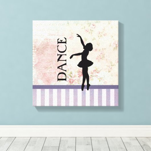 Dance - Ballerina Silhouette  achtergrond Canvas Afdruk (Insitu (Houten vloer))