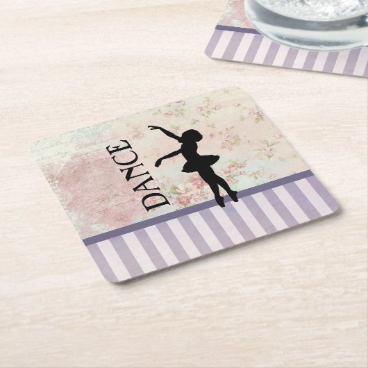 Dance - Ballerina Silhouette  achtergrond Kartonnen Onderzetters (Schuin)