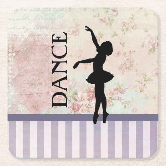 Dance - Ballerina Silhouette  achtergrond Kartonnen Onderzetters (Voorkant)