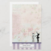 Dance - Ballerina Silhouette over  achtergrond Briefpapier (Voorkant / Achterkant)