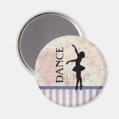Dance - Ballerina Silhouette over  achtergrond Magneet (Voorkant / Achterkant)
