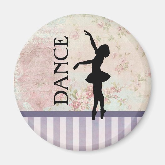 Dance - Ballerina Silhouette over  achtergrond Magneet (Voorkant)