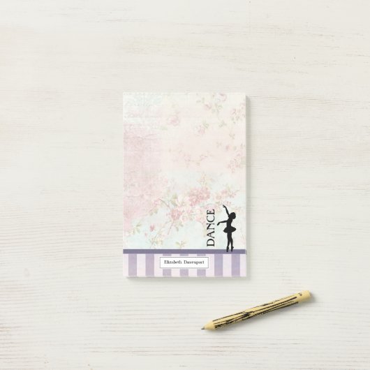 Dance - Ballerina Silhouette over  achtergrond Post-it® Notes (Op bureau)