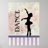 Dance - Ballerina Silhouette over  achtergrond Poster (Voorkant)