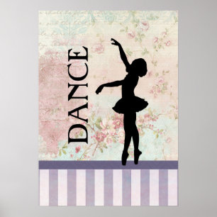 Dance - Ballerina Silhouette over  achtergrond Poster