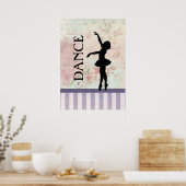 Dance - Ballerina Silhouette over  achtergrond Poster (Keuken)