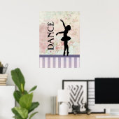 Dance - Ballerina Silhouette over  achtergrond Poster (Thuiskantoor)