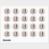 Dance - Ballerina Silhouette over  achtergrond Ronde Sticker (Vel)