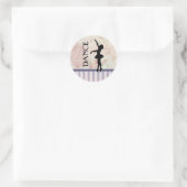 Dance - Ballerina Silhouette over  achtergrond Ronde Sticker (Tas)