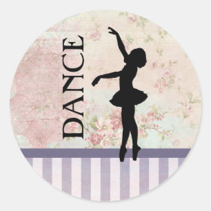Dance - Ballerina Silhouette over  achtergrond Ronde Sticker