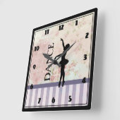 Dance - Ballerina Silhouette over  achtergrond Vierkante Klok (Hoek)